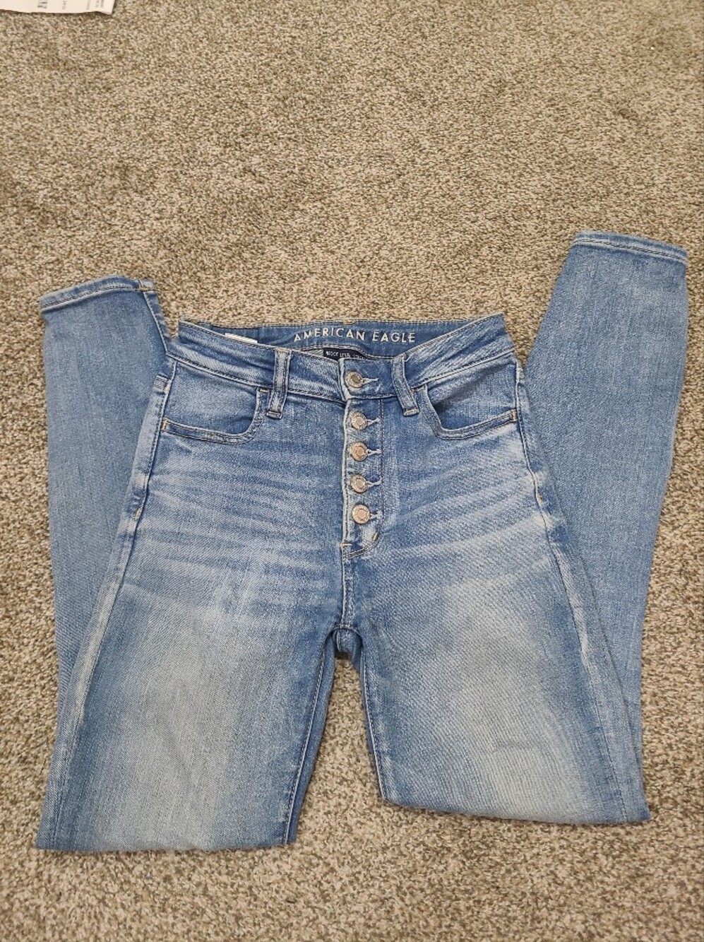 American Eagle Light Wash Super High Rise Jeggings Skinny Jeans - Picture 3 of 6